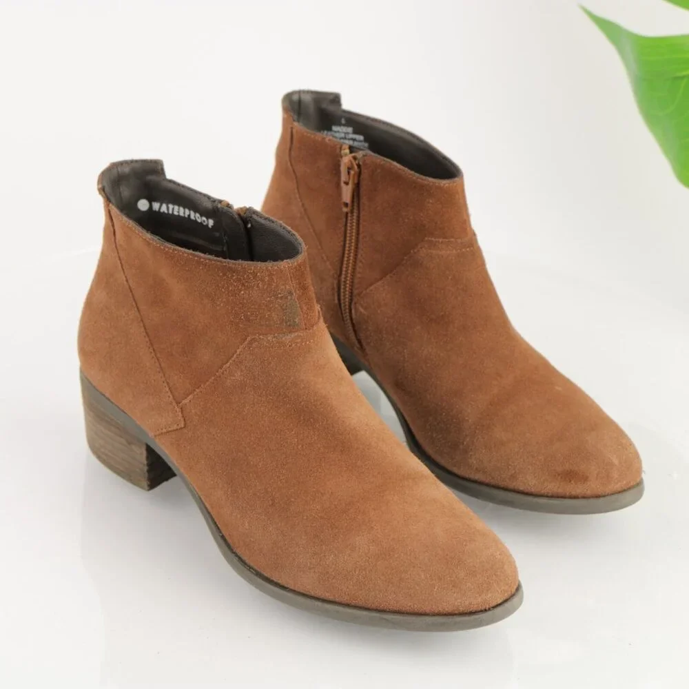 Blondo Womens Maddie Boot Size 8 Waterproof Caramel‎ Tan Suede Block Heel Bootie